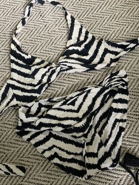 Carmen Marc Valvo Black & White Zebra Print Bikini